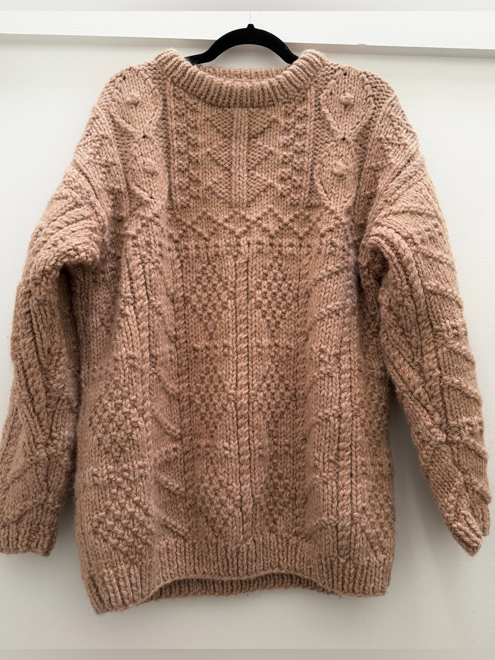 Hand knit Cozy Chunky Cable Knit Sweater - Tan
